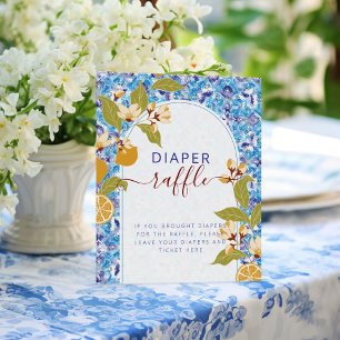 Citrus Blue Yellow Lemon Amalfi Coast Baby Shower Poster