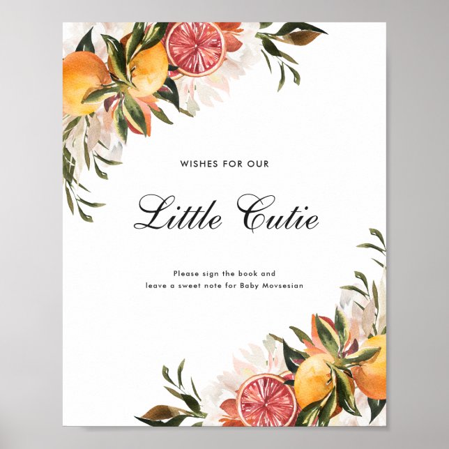 Citrus Botanical | Baby Shower Guestbook Sign (Front)