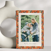 Citrus Botanical Red Merry Christmas Family Photo