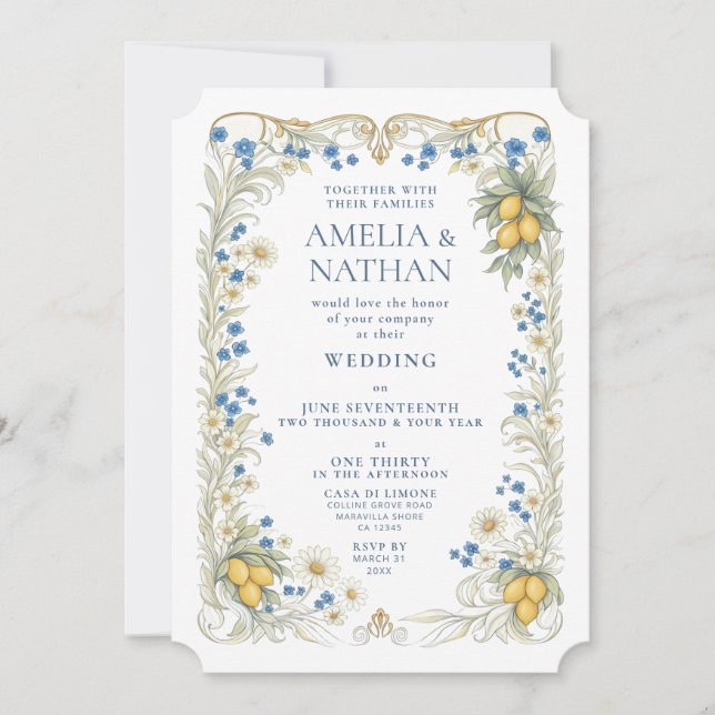 Citrus Botanical Wedding Invitation  (Front)