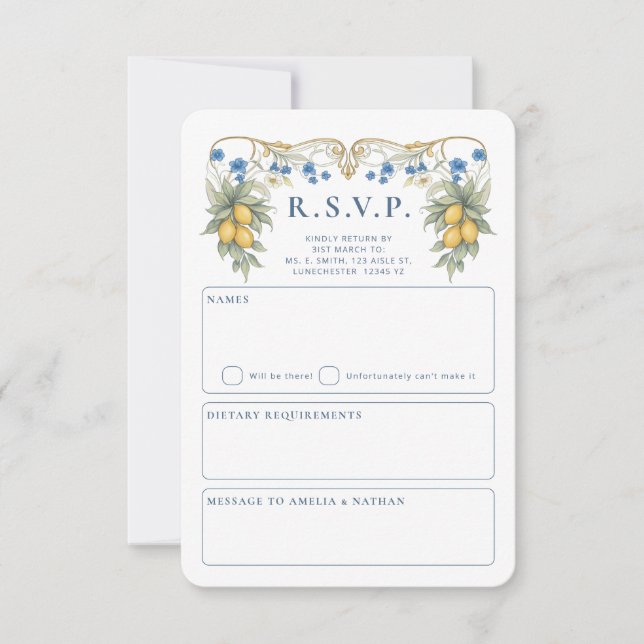 Citrus Botanical Wedding RSVP Card  (Front)