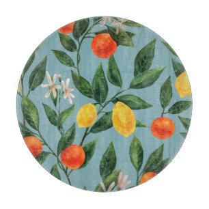 Citrus Branches: Watercolor Ornamental Pattern Cutting Board