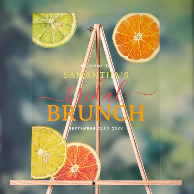 Citrus Bridal Brunch Lemon Orange Bridal Shower Acrylic Sign (Neutral)