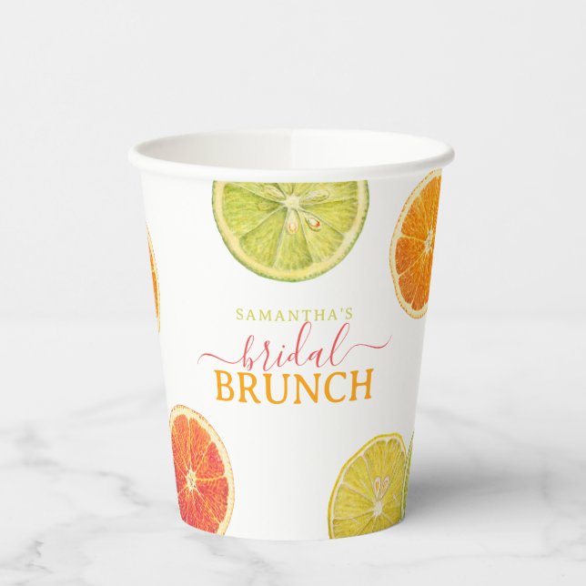 Citrus Bridal Brunch Lemon Orange Bridal Shower Paper Cups (Left)