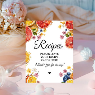 Citrus bridal Leave your Recipes Bridal shower Pedestal Sign