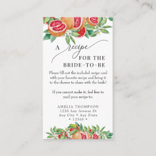 Citrus   Bridal  Recipe Request Enclosure Card