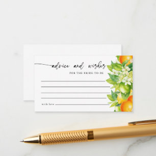 Citrus Bridal Shower Advice and Wishes Enclosure Card
