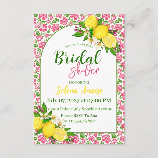 Citrus Bridal Shower Invitation Card (Front)