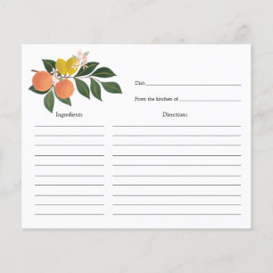 Citrus Bridal Shower Recipe card