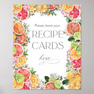 Citrus Bridal Shower Recipe Cards Poster