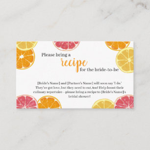 Citrus Bridal Shower Recipe Request Card