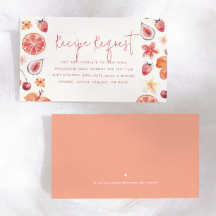 Citrus Bridal Shower Recipe Request Enclosure Card