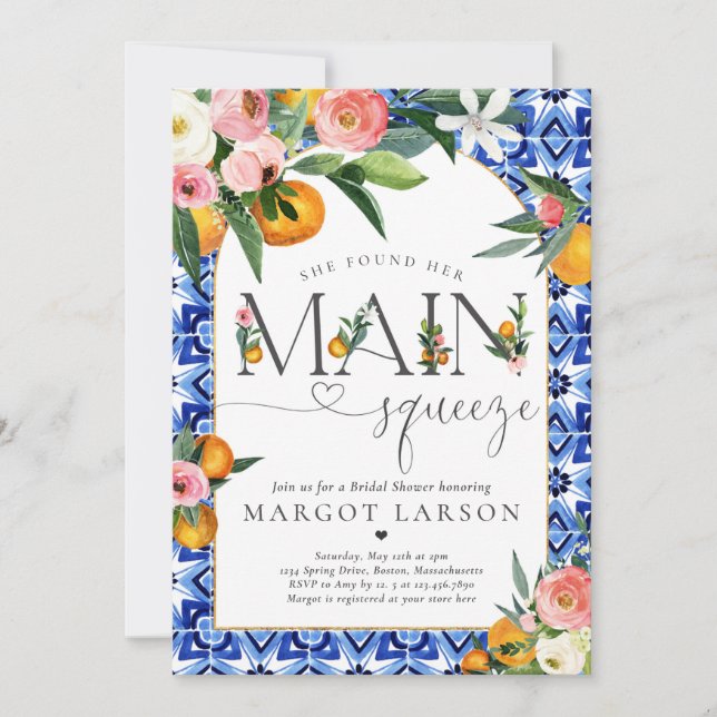 Citrus Bridal Shower She Found Her Main Squeeze In Invitation (Front)