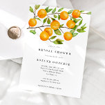 Citrus Bridal Shower Summer Party Invitation<br><div class="desc">Rustic citrus theme bridal shower invitation card featuring watercolor illustration of orange fruits on a tree branch. Perfect for a summer celebration.</div>