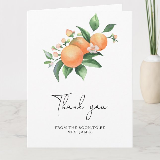 Citrus - bridal shower thank you card (Front)