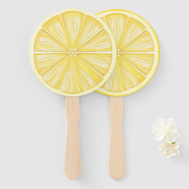 Citrus Bright Lemon Positano Amalfi Hand Fan (Front and Back)