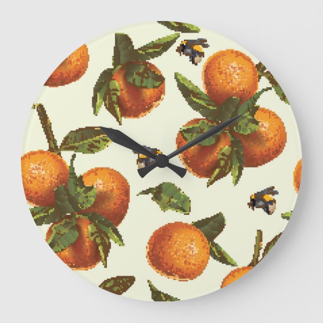 Citrus & Bumblebee: Vintage Seamless Large Clock (Front)