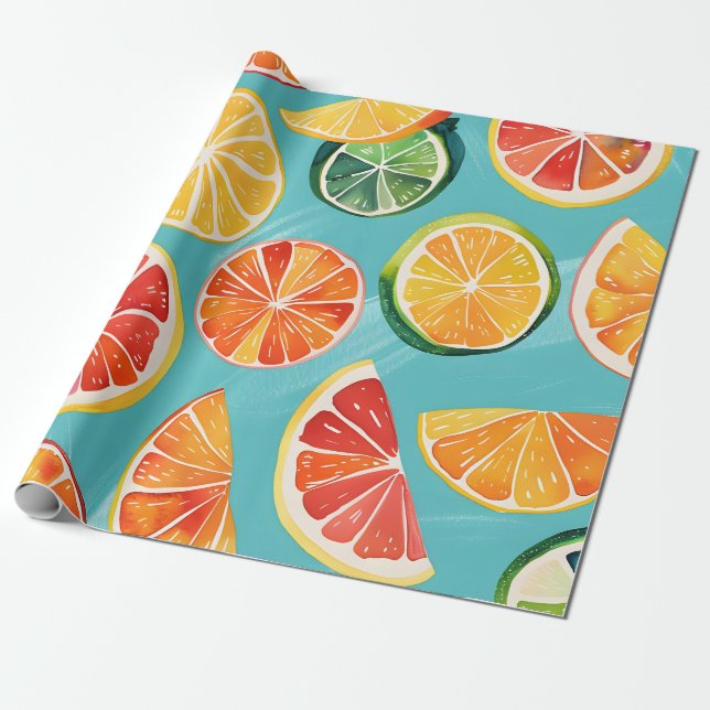 Citrus Burst Wrapping Paper (Unrolled)