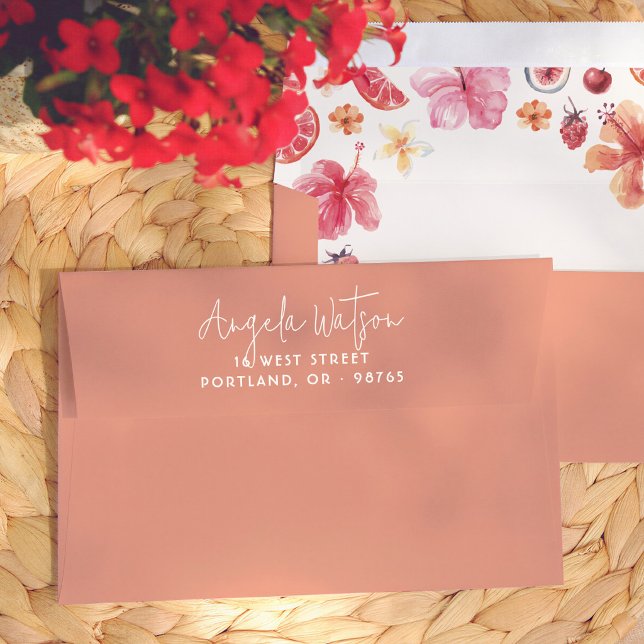 Citrus Calligraphy Bridal Shower Return Address Envelope (Creator Uploaded)