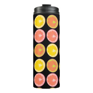 Citrus Candy Lemon Pattern Black    Thermal Tumbler