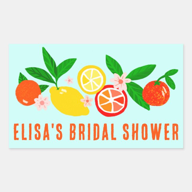 Citrus Celebration Bright Custom BRIDAL SHOWER  Rectangular Sticker (Front)