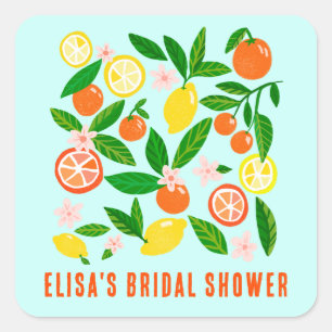 Citrus Celebration Bright Custom BRIDAL SHOWER Square Sticker