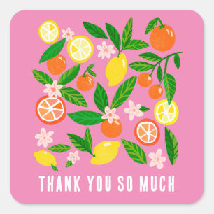 Citrus Celebration Custom BABY SHOWER Thank You Square Sticker
