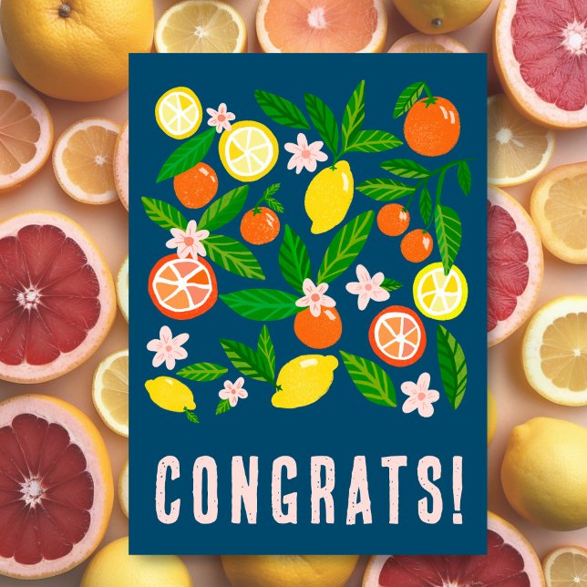 Citrus Celebration Custom Colourful CONGRATULATION Card (Citrus Celebration Custom Colorful CONGRATULATIONS Greeting Card
)