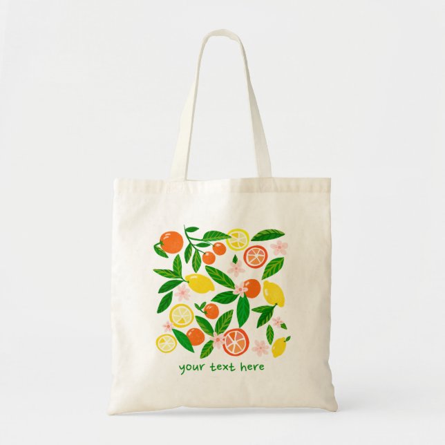 Citrus Celebration Custom Groceries Farmers Market Tote Bag (Front)
