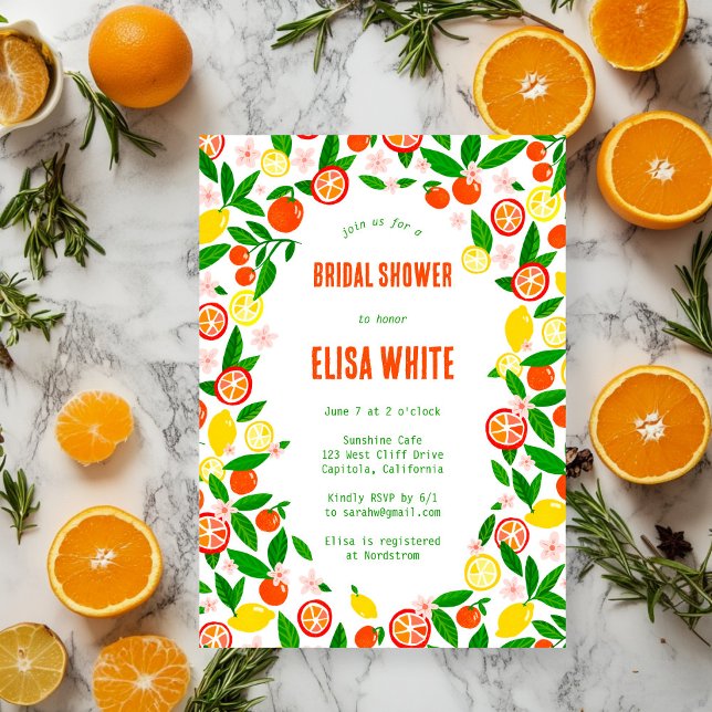 Citrus Celebration CUSTOM Summer BRIDAL SHOWER Invitation (Citrus Celebration CUSTOM Summer Hand-Drawn BRIDAL SHOWER Invitation
)