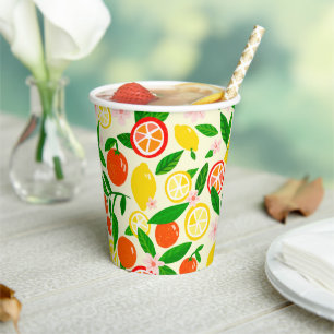 Citrus Celebration Lemons Oranges Bridal Shower  Paper Cups