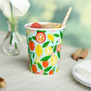 Citrus Celebration Lemons Oranges Bridal Shower  Paper Cups