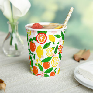 Citrus Celebration Lemons Oranges Bridal Shower Paper Cups