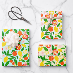 Citrus Celebration Lovely Lemons Awesome Oranges  Wrapping Paper Sheet