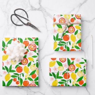 Citrus Celebration Lovely Lemons Awesome Oranges Wrapping Paper Sheet