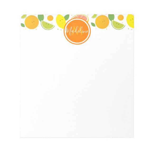 Citrus Characters Leaf Pattern Name Initial Notepad (Front)