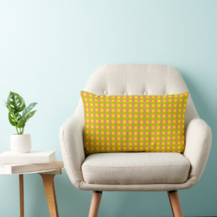 Citrus Check yellow back lumbar Cushion
