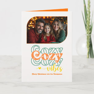 Citrus Cheer Cozy Vibes Retro Christmas Photo Holiday Card