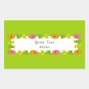 Citrus Circle Green Name sticker rectangle