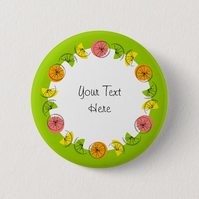 Citrus Circle Green Text button round (Front)