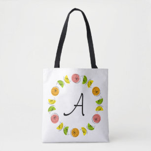 Citrus Circle Monogram orange back all over tote Bag