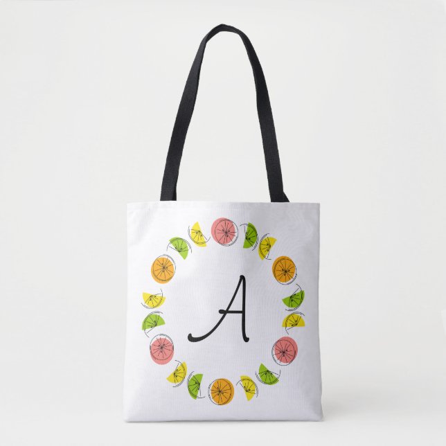 Citrus Circle Monogram orange back all over tote Bag (Front)