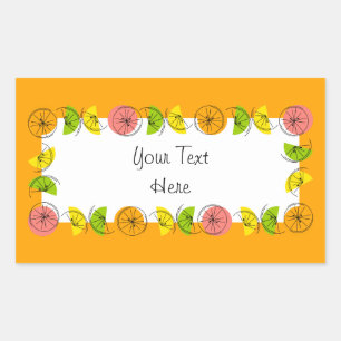 Citrus Circle Orange Name sticker rectangle