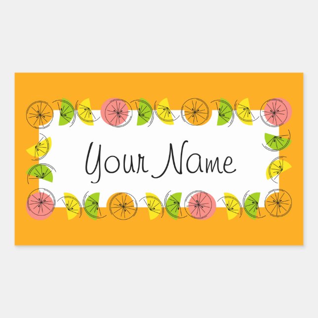 Citrus Circle Orange Name sticker rectangle (Front)