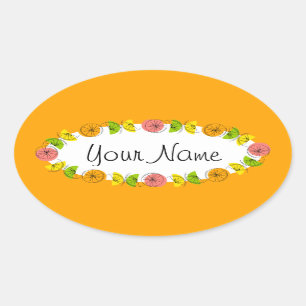Citrus Circle Orange Name sticker round