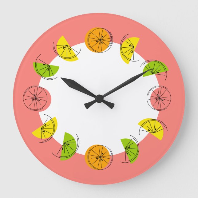 Citrus Circle Pink clock round (Front)