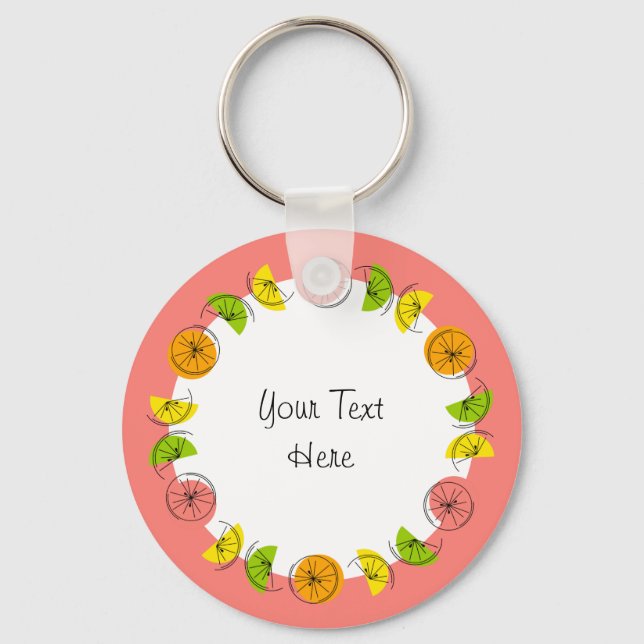 Citrus Circle Pink Text aluminium double-sided Key Ring (Front)