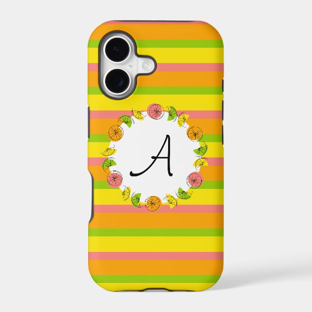 Citrus Circle Stripe Classic Monogram iPhone case (Back)