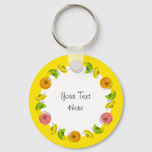 Citrus Circle Yellow Text aluminium double-sided Key Ring