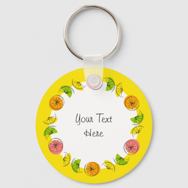 Citrus Circle Yellow Text aluminium double-sided Key Ring (Front)